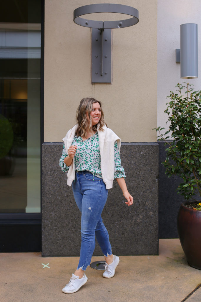 An easy spring outfit idea that also has a little St Patrick's Day outfit idea